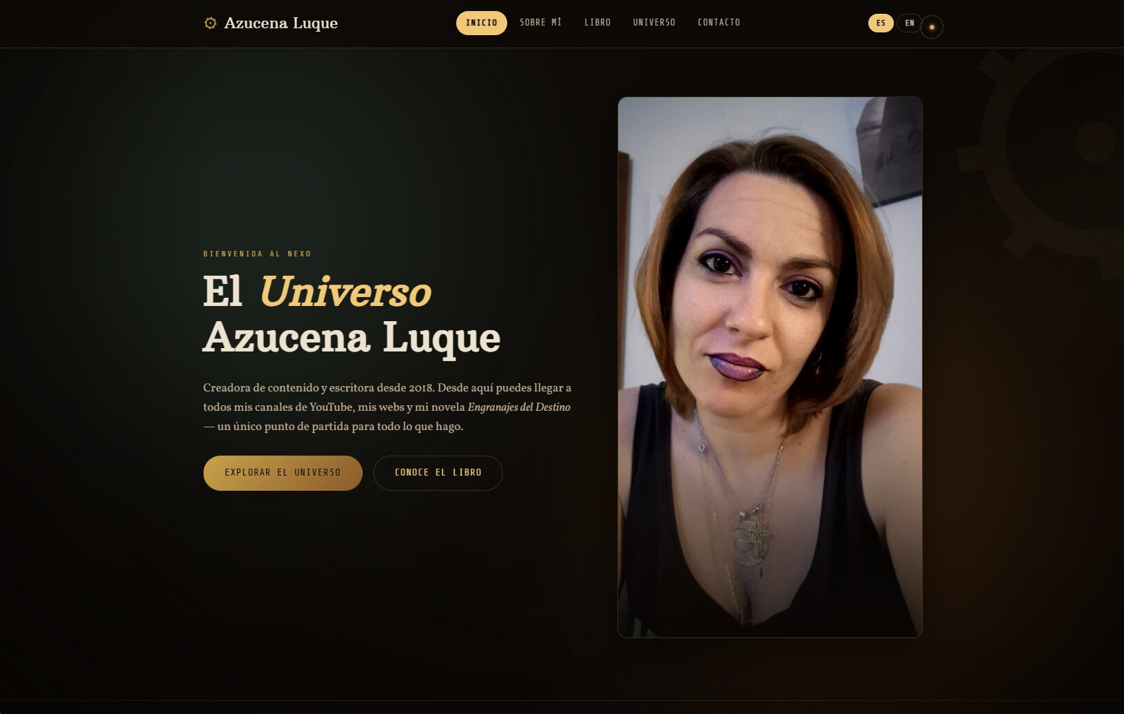 Captura de la web Azucena Luque, nexo de canales y libro