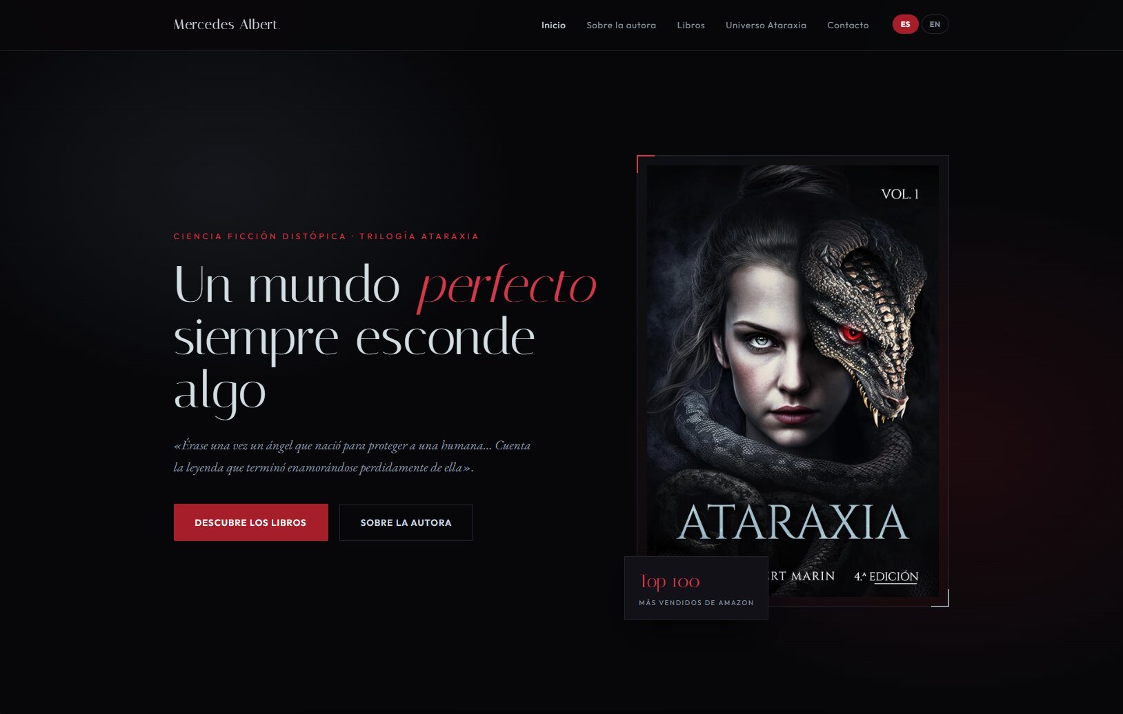 Captura de la web Mercedes Albert, autora de la Trilogía Ataraxia